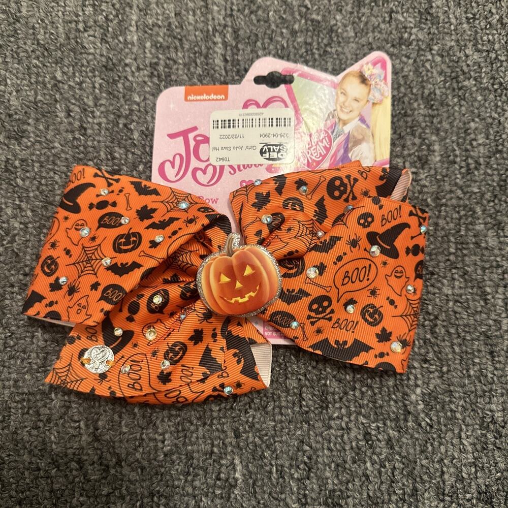 JoJo Siwa Hair Clip Large Bow Halloween Orange black ghosts Pumpkin bats BOO!